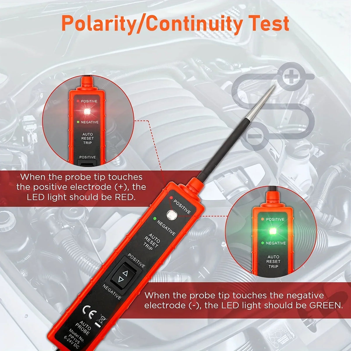 Digital Automotive Electrical Tester, 6-24V Car Power Circuit Probe
