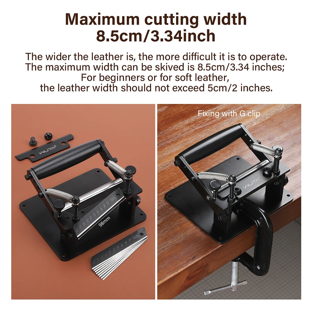 WUTA Manual Leather Skiving Machine Strip Belt Thinning Skiver Splitter Cowhide Leather Peeling Machine DIY Strap Cutting Tools