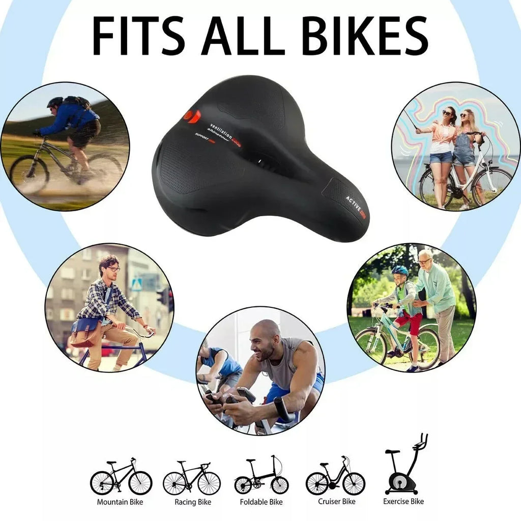 Hollow Breathable Bike Seat Cushion Widened Soft Bicycle Saddle With Taillight for Mountain & Road Cycling