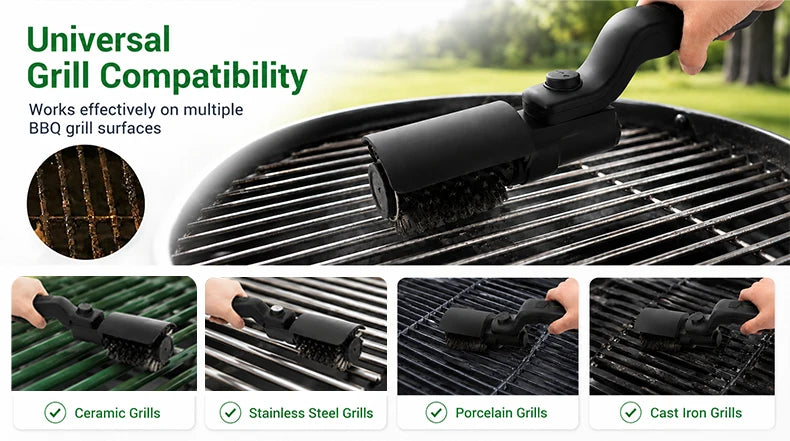 Electric Grill Brush, Multifunctional High Torque Grill Brush with 3-Speed Modes, 20kg Max Torque BBQ Cleaner Safe for Porcelain Cast Iron Stainless Steel, Reinforced Steel Bristles