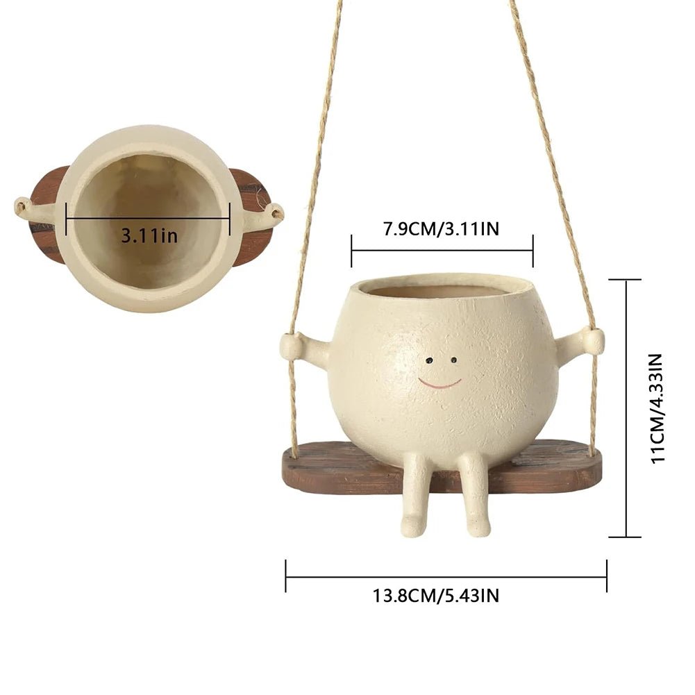 Plant Succulent Pots Resin Smiling Face Planter Creative Wall Hanging Head Planter Multifunctional for String of Pearls Plants