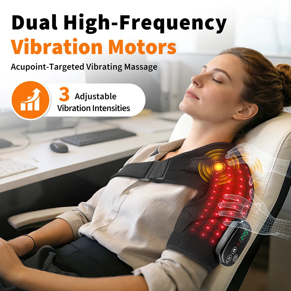 Heated Shoulder Brace and Massager, Adjustable Electric Heating Wrap for Shoulder and Arm