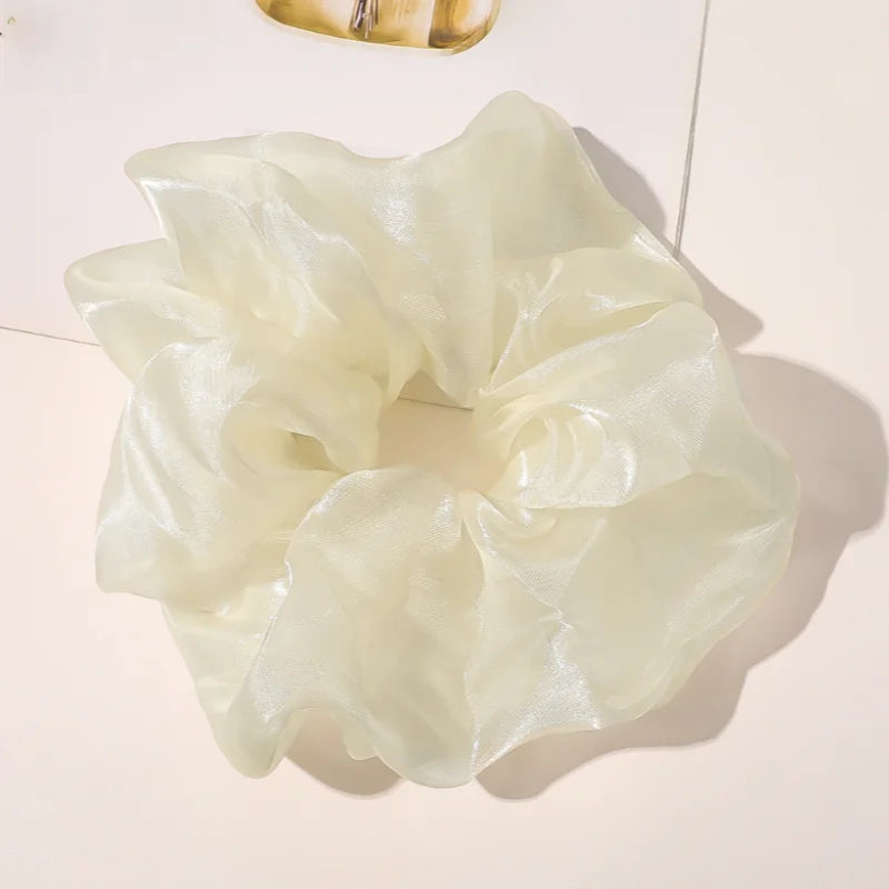 Spring summer organza hair scrunchie large fairy chiffon women Elastic Hair Band Ponytail Holder Hair Tie Girl Gum Accessories