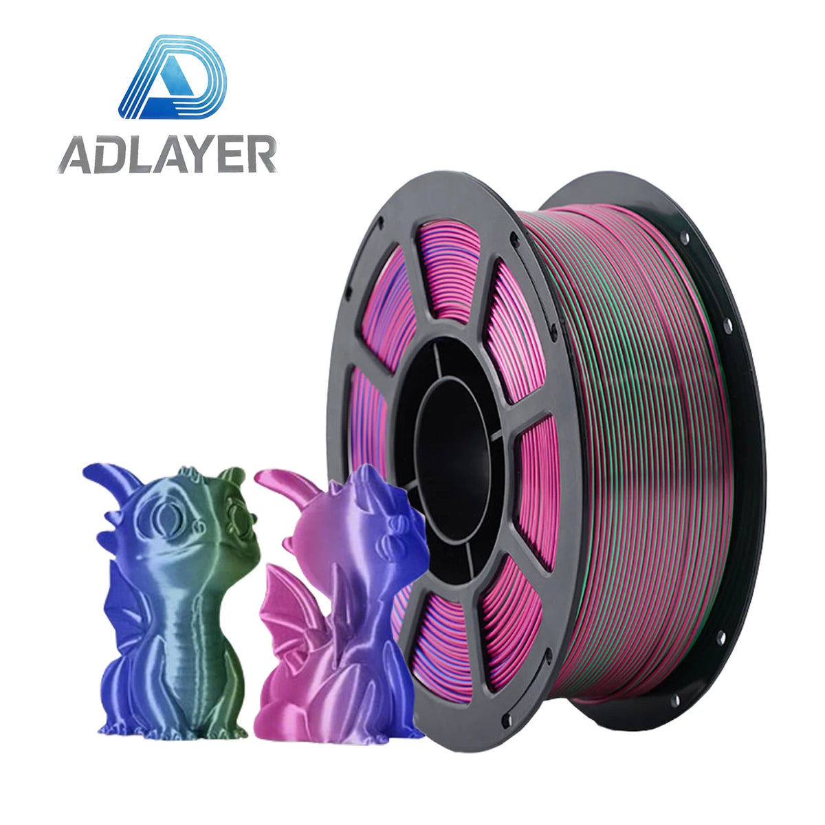 ADLAYER Silk PLA 3D Printer Filament 1.75mm, 1kg (2.2lb) Spool, Smooth Silky Finish, Dimensional Accuracy +/- 0.02mm