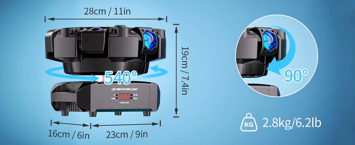 150W 6-Arm RGBW Beam Moving Head Light with Strip Effect Stage Light DMX512 Honeycomb Beam Strobe Effect for DJ Party