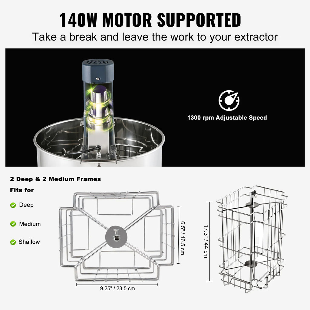 VEVOR Honey Extractor 2 3 4 Frame Manual Electric Stainless Steel Honeycomb Spinner Crank Honey Centrifuge Beekeeping Equipment