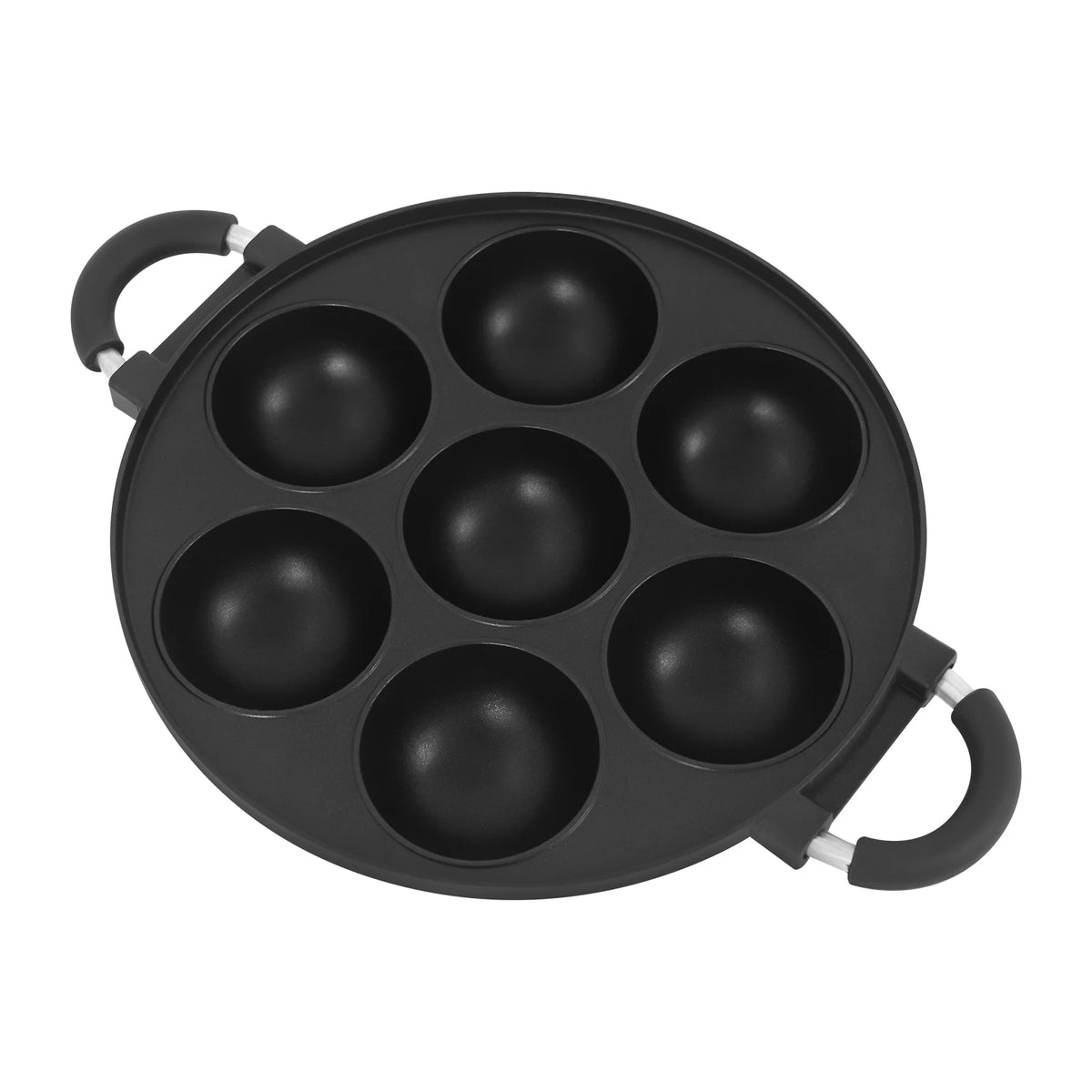 7-Hole Cake Mold Baking Pan with Handle Cake Cooking Pan Takoyaki Maker Non-stick Omelette Pan Kitchenware for Home Bakery Café