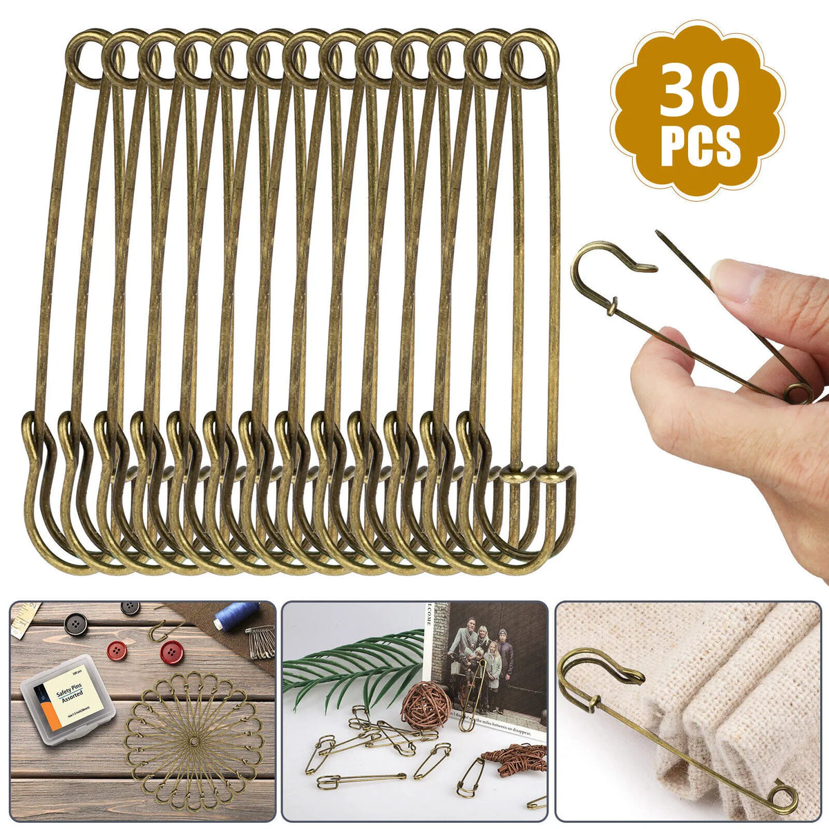 30Pcs/Lot Large Safety Pins Heavy Duty Blanket Pins DIY Sewing Tools Accessory