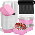 Mini Square Aluminum Foil Baking Pans with Lids, 50 Pack