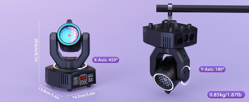 Mini 30W Beam Pattern Moving Head Light RGB DMX Sound Activated Strobe Effect Stage Light for DJ Disco Party Christmas