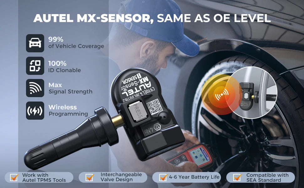 Autel MX Sensor 4PCS 8PCS Set 433 315MHZ TPMS Sensor Tire Repair Tools MaxiTPMS Pad Tire Pressure Monitor Programmable MX-Sensor