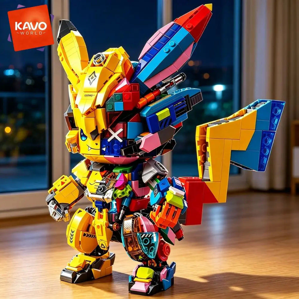 KAVOWORLD 1505PCS Mechanical Mouse Mecha Building Blocks Model Kit 360° Rotatable Tail Articulated Joints DIY Assembly Sci-Fi Figurine Half Cute Punk Construction Toy for Gaming Room Office Decor New Year Holiday Chrismas Gi