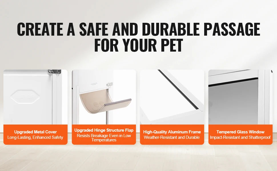 Dog Door Sliding Glass Door Adjustable Height Doggy Door Sliding Doors Aluminum Frame Tempered Glass Pet Door