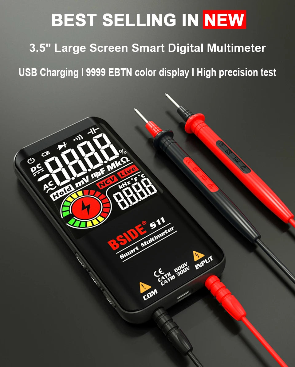 Smart Digital Multimeter S10 S11 Profesional 9999 Multitester DC AC Volt Capacitor Ohm Diode USB Recharge Electric Tester