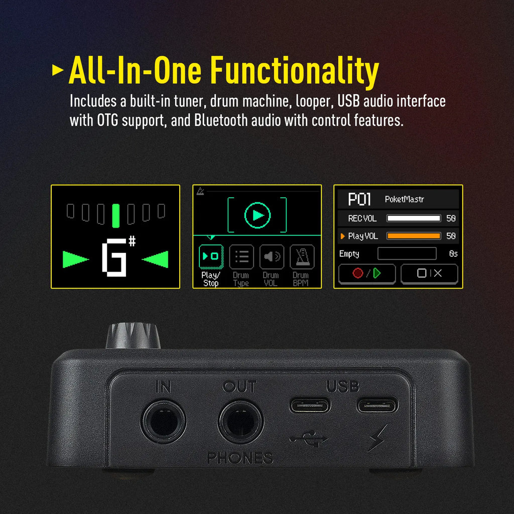 SONICAKE Local Pocket Master Compact Guitar Bass Amp 100+ Multi-Effects Pedal APP Control 1.77' LCD Color Screen QME-10