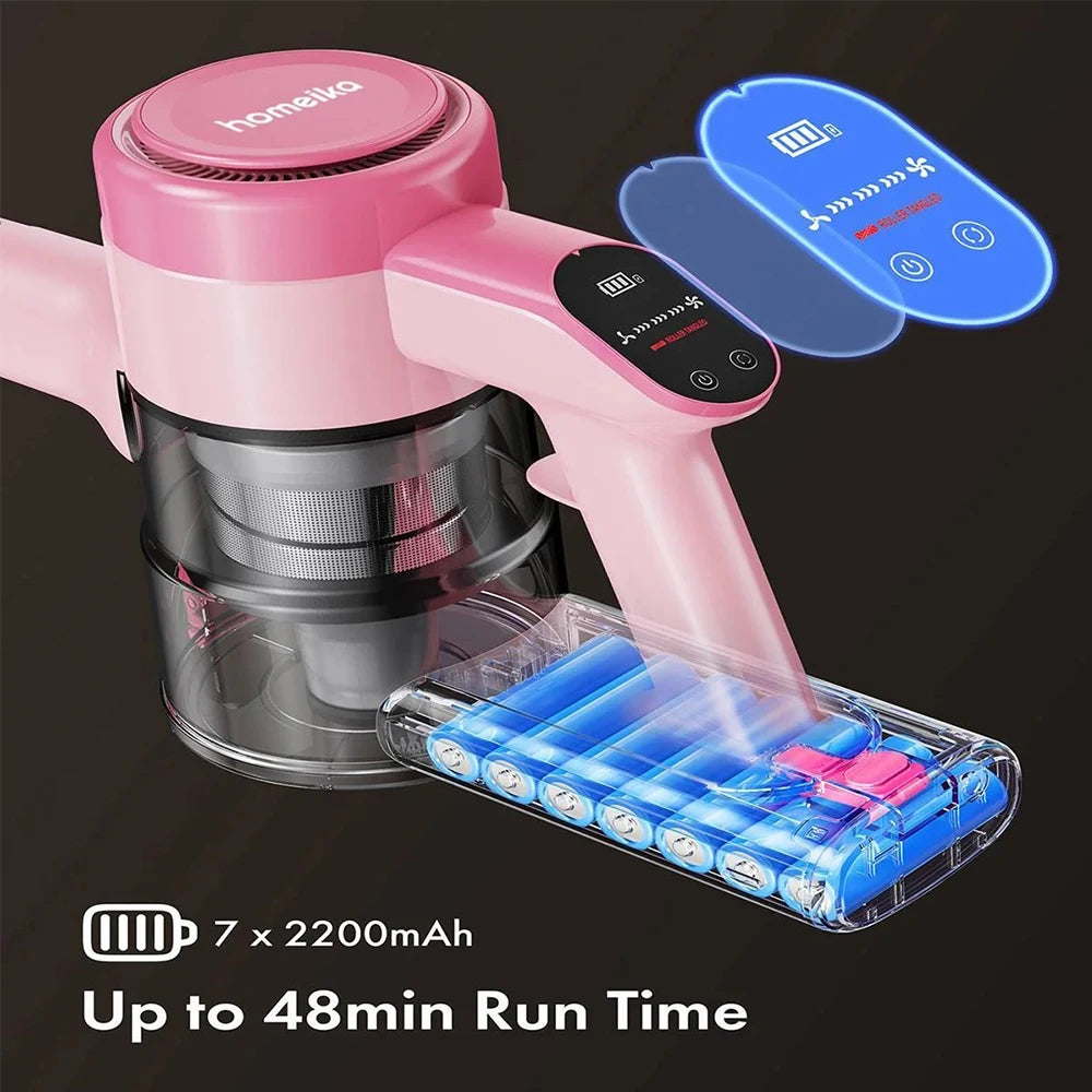 Homeika Cordless Vacuum Cleaner,23KPa 48mins Powerful Suction Vacuum LED Display,Lightweight Stick for HardFloor/Carpet/Pet Hair