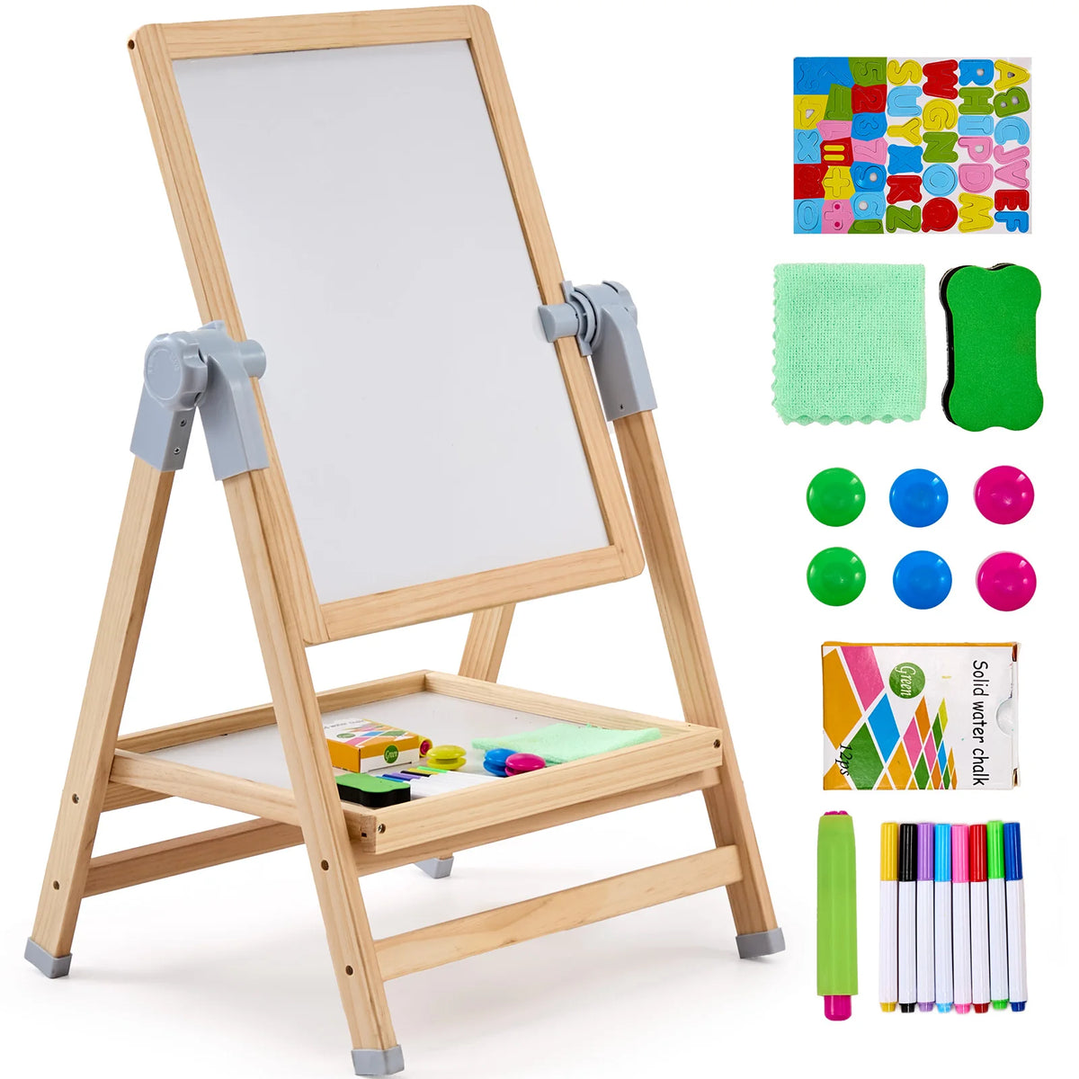 Kids Standing Magnetic Drawing Board Art Easel with Painting Accessories