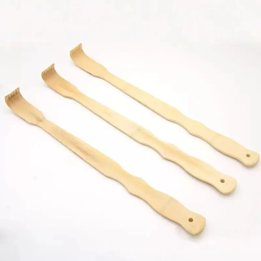 3-Pack Bamboo Back Scratcher Set - 18.3-Inch Long Handle, Natural Massage Tool, Unique Gift for Him and Her