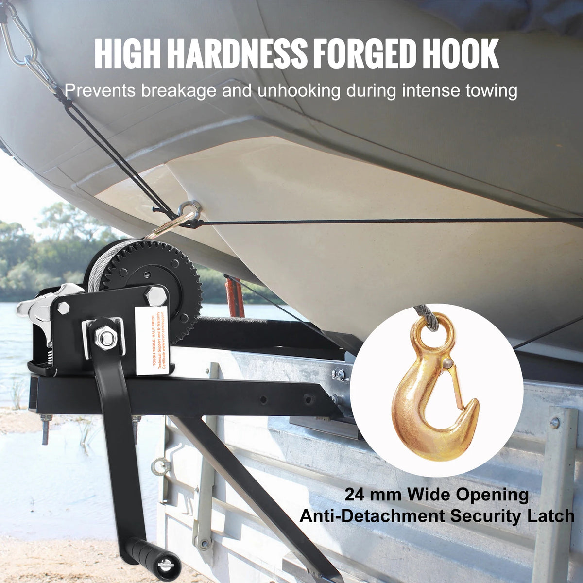 Heavy-Duty Hand Winch with 33ft Steel Cable and Two-Way Ratchet for Trailer, Boat or ATV
