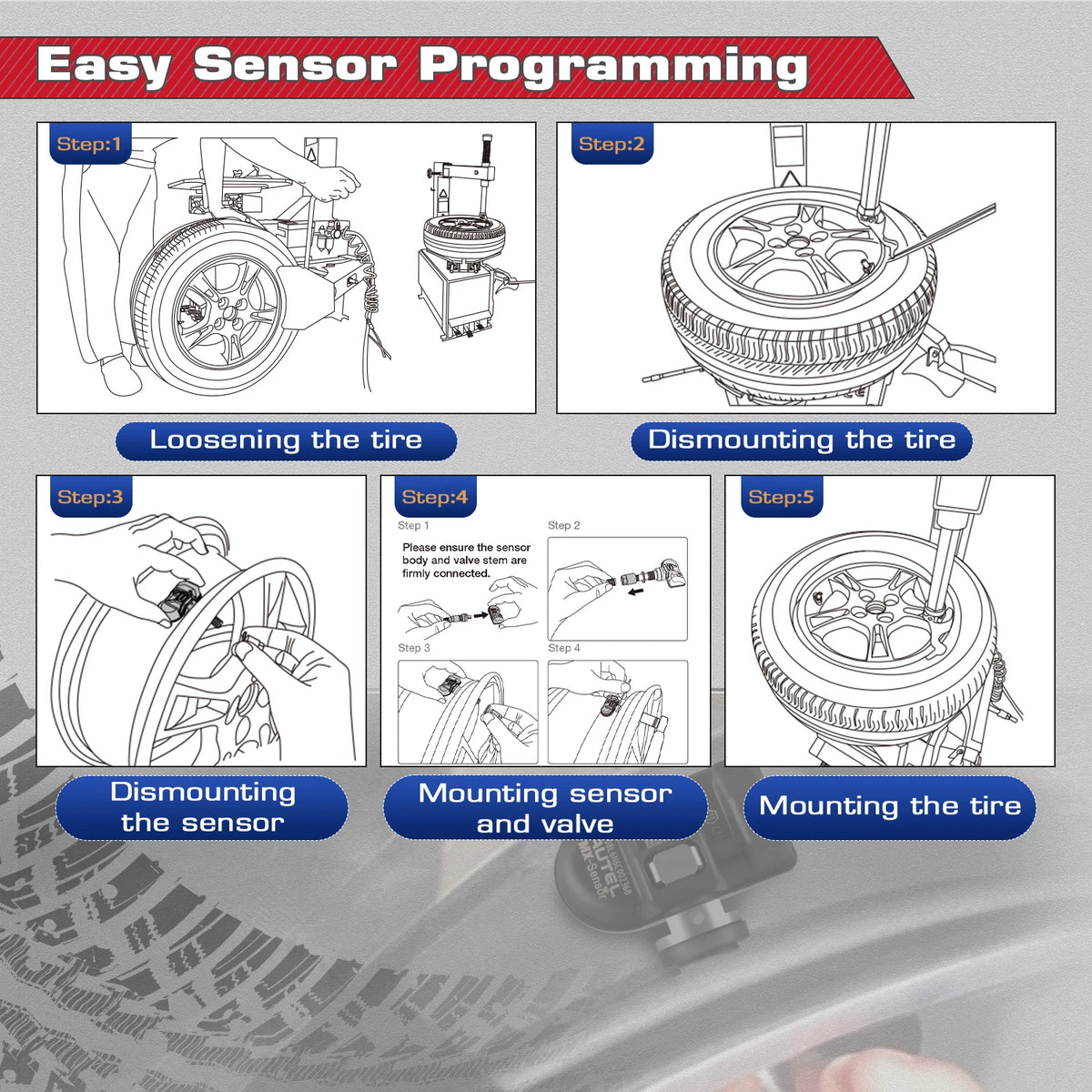 Autel MX Sensor 433MHZ+315 MHZ 2in1Mx-Sensor TPMS Tire Repair Tool Automotive Accessory For MaxiTPMS TS501 TS508 Pad Programmer