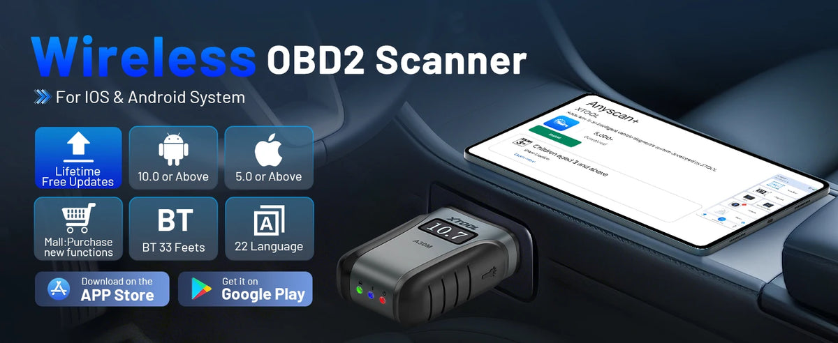 A30M V2.0 All System Car Diagnostic Tools Bluetooth OBD2 Scanner Active Test 26+ Reset CAN FD