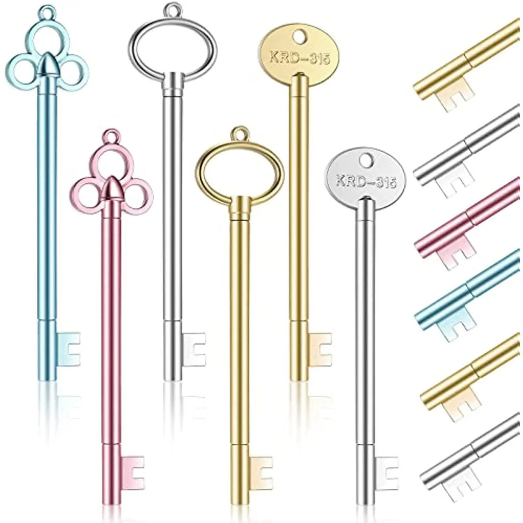 60 Pcs Retro Key Shape Bulk Vintage Key Pens Gel Ink Pens Cute Novelty Fine Point  Black Ink Writing Tools Office Accessories