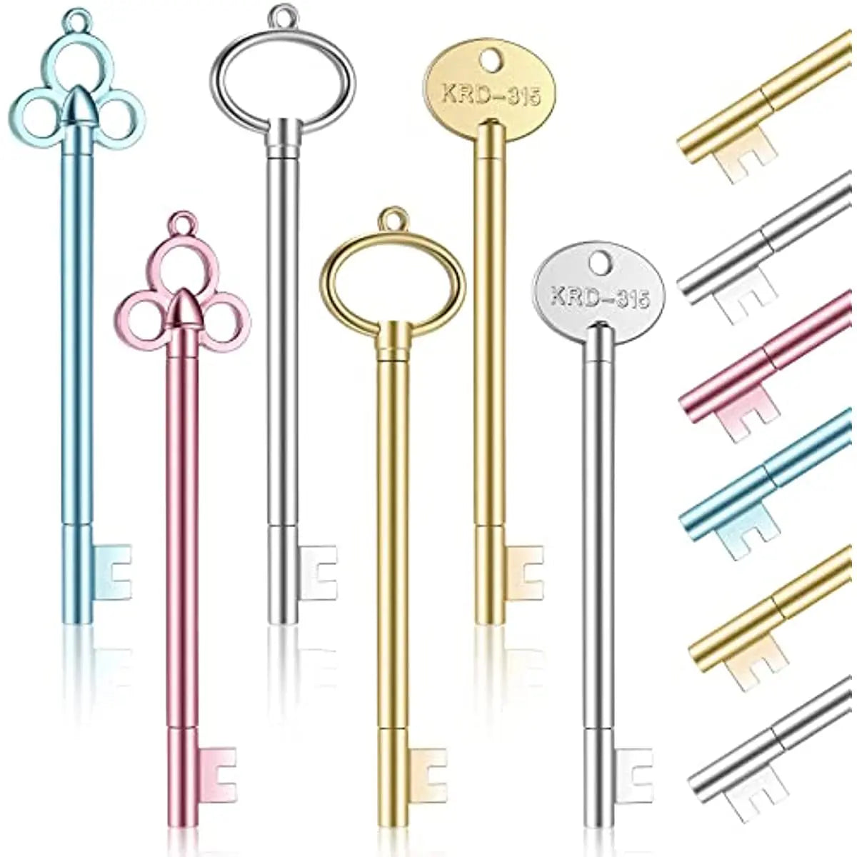 60 Pcs Retro Key Shape Bulk Vintage Key Pens Gel Ink Pens Cute Novelty Fine Point  Black Ink Writing Tools Office Accessories