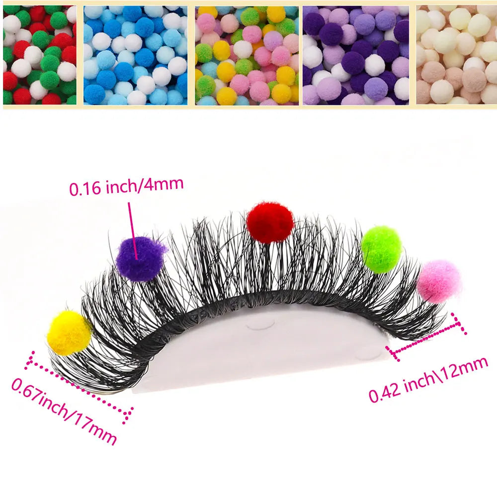 Pair of Cute Colorful Furry Fake Eyelashes Natural Style Suitable for Cosplay Dinners Christmas Halloween Makeup