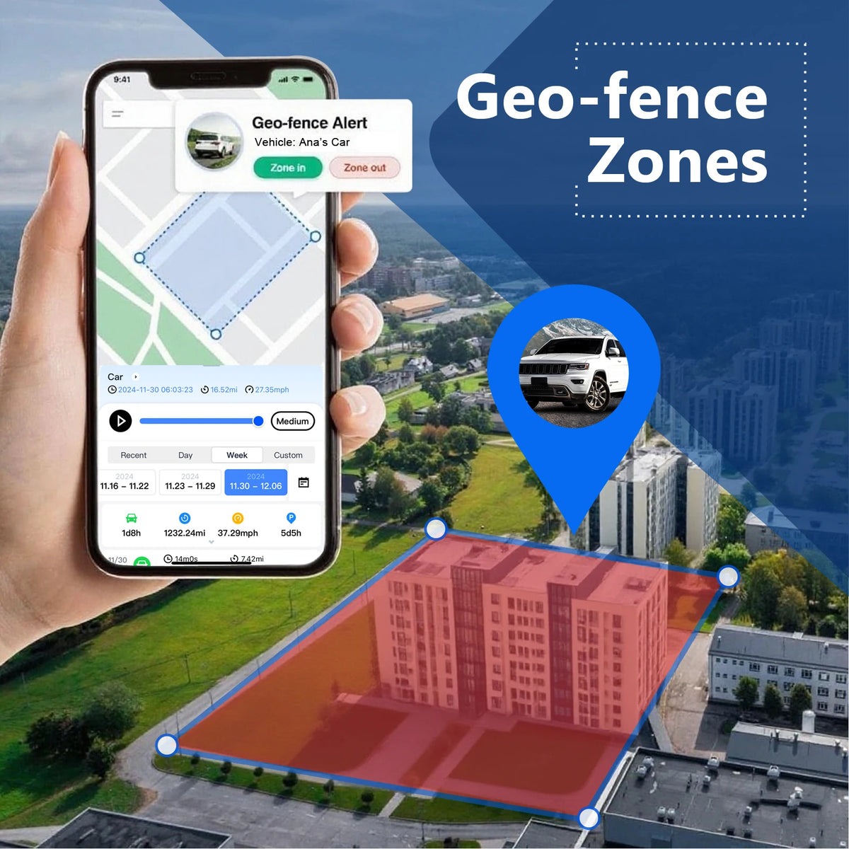5m Accuracy GPS Tracker Smart Car Systems, Auto Anti-theft Real-time Locator Geofence Vibration Alert, Fee Required