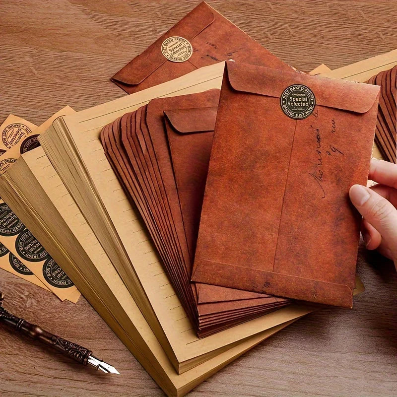 10-Pack Vintage Kraft Paper Envelopes, Self-Adhesive Blank Invitation Envelopes