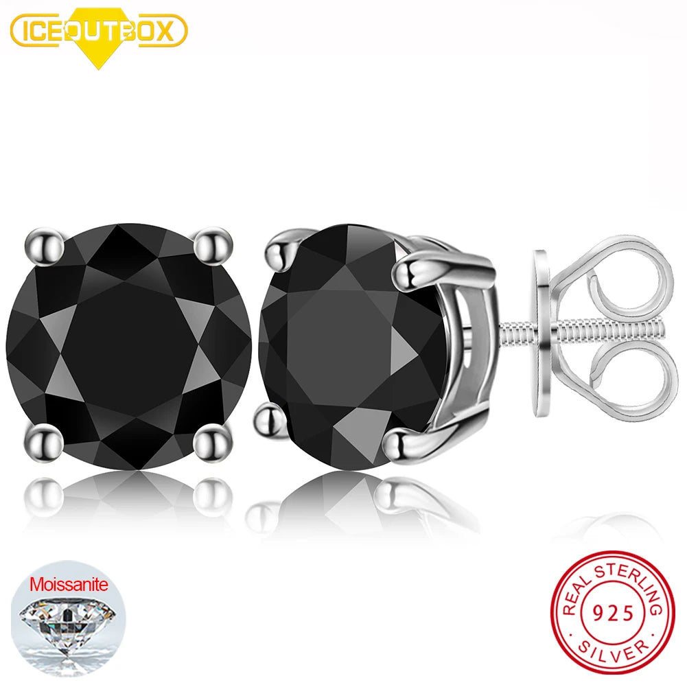 Real 0.5-2 Carat Black Moissanite Earrings For Women 100% 925 Sterling Silver Earring 2023 Trend Wedding Jewelry Christmas Gifts