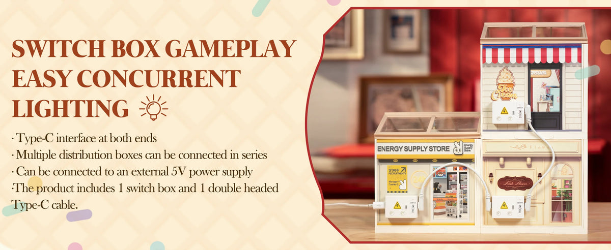 Rolife DIY Miniature House Kit Flavorful Ice Cream Super Creator Dollhouse 3D Puzzle Model Building Kit with LED for Desk Decor