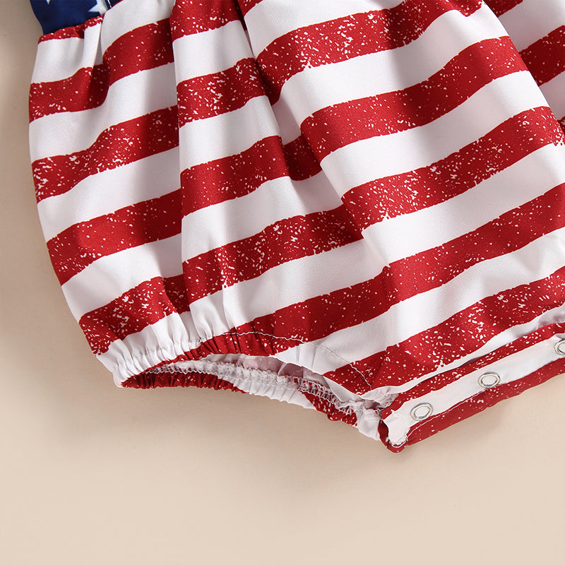 Infant Baby Girl Patriotic Ruffle Bodysuit and Headband Set, Sleeveless Summer Outfit