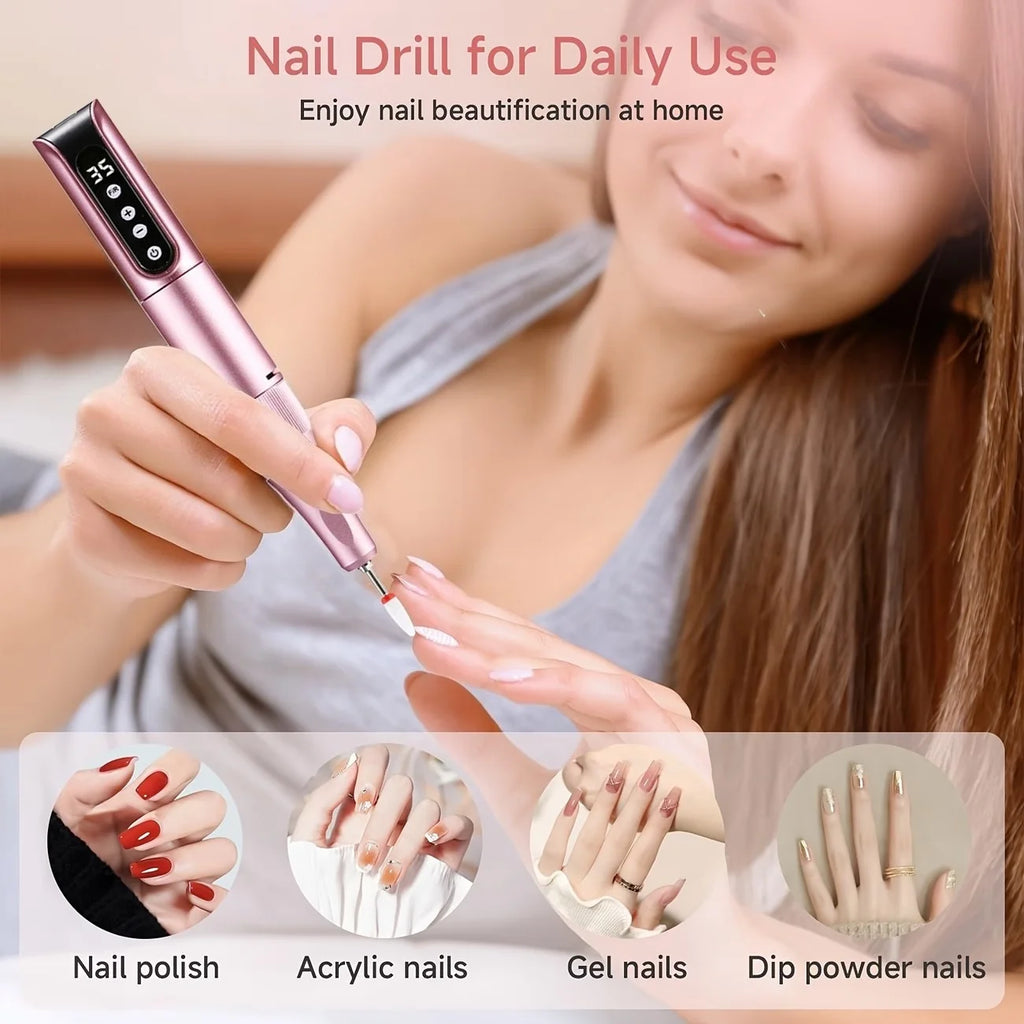 Portable Electric Nail Drill, USB Powered, Professional Electric Nail File Kit, Suitable For Acrylic & Gel Nails - Easy Manicure & Polishing - Efficient & Easy-To-Use Nail Care Tool, Nail Polishing & Shaping Tool, Suitable Fo