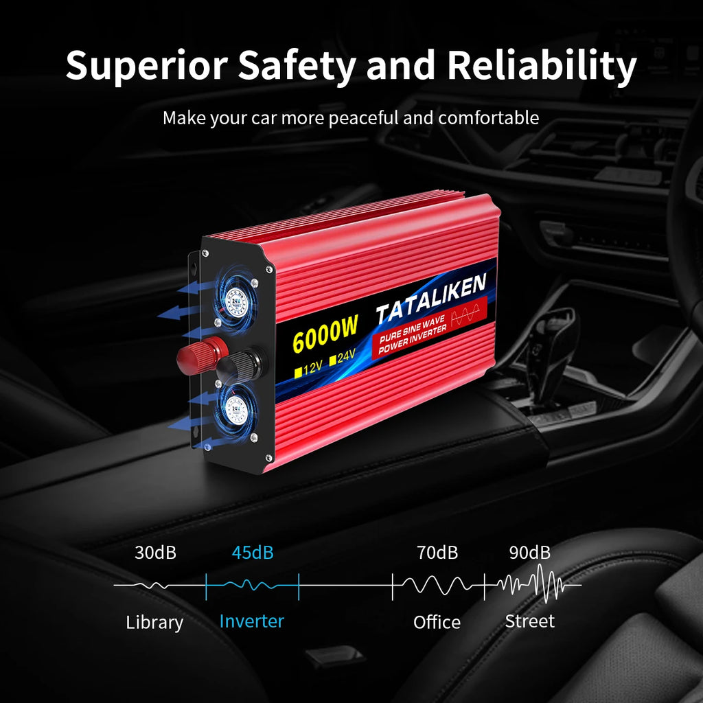 Pure Sine Wave Inverter 3500W/4000W/4500W/5000W inverter  12v converter 60HZ Portable camping car available US socket
