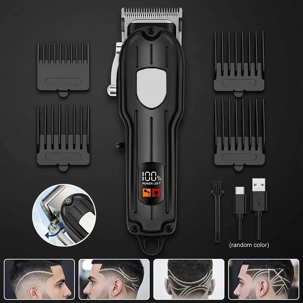 Professional Hair Clipper Set for Men, Cordless Haircut Kit with LED Display, 3-in-1/2-in-1/1pc Rechargeable Hair Clipper & T-Blade Trimmer & Electric Shaver, Barber Zero-Gapped Detailer, DIY Grooming Tools with Scissors, Com