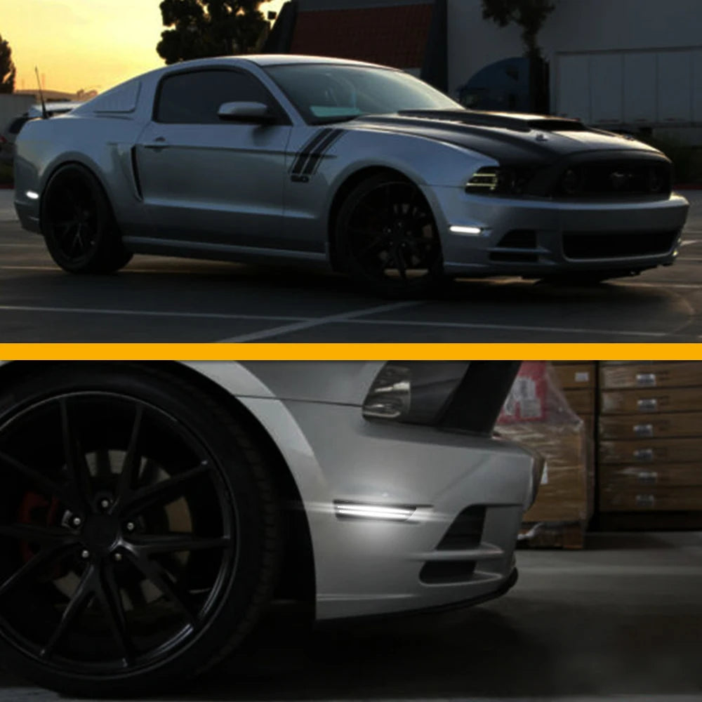 4/2Pcs LED Turn Signal Front Rear Bumper Side Marker Lights For Ford Mustang GT Shelby GT500 Boss 302 2010 2011 2012 2013 2014