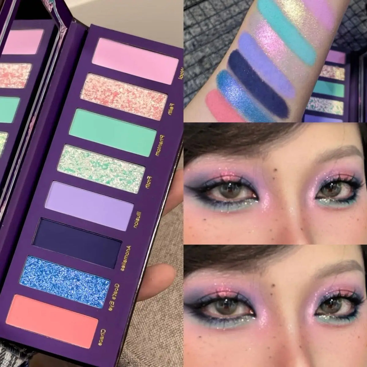 8 Colors Diamond Pearl Punk Green Eyeshadow Halloween Makeup Palette Waterproof Matte Smoky Polarized Green Eye Shadow Palette