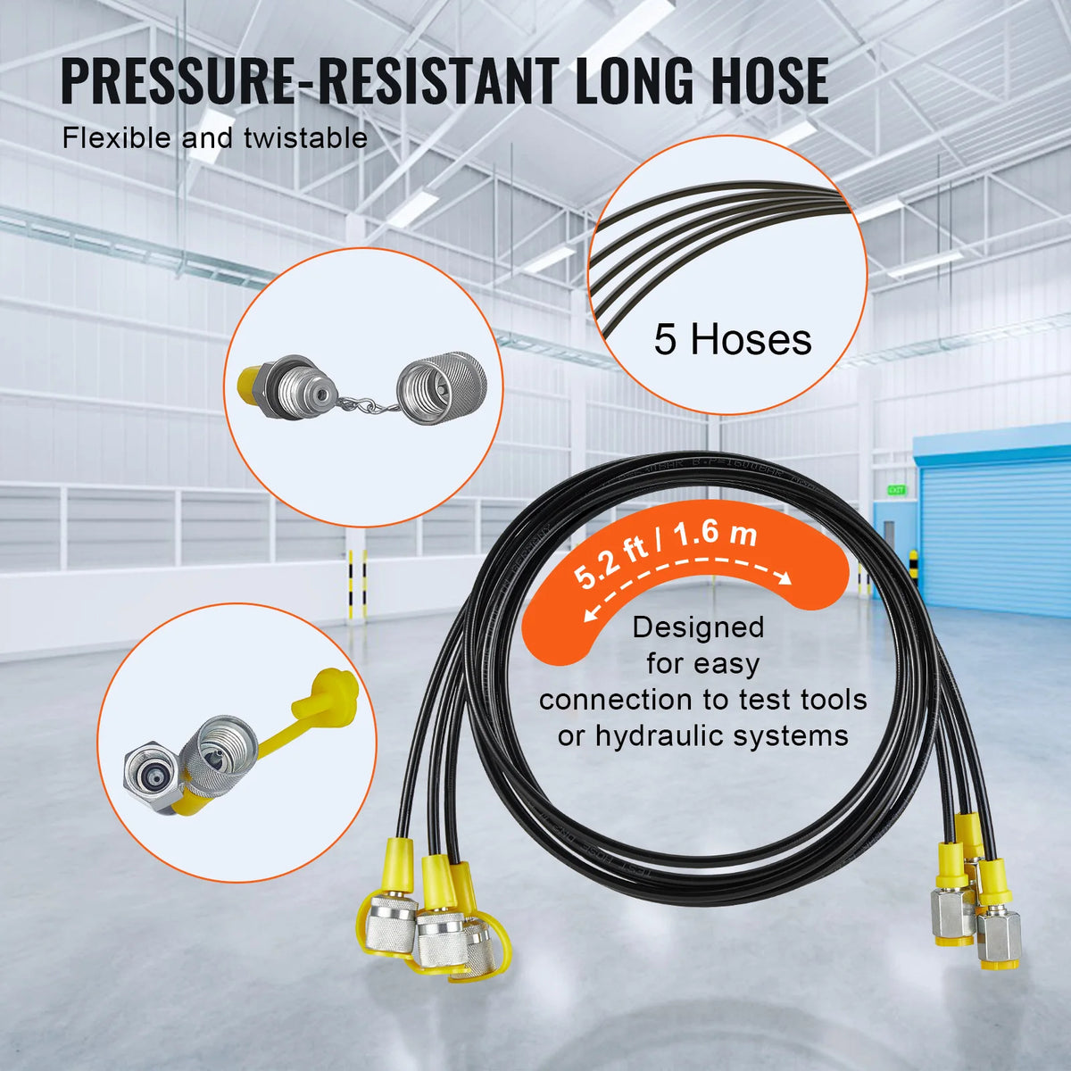 Hydraulic Pressure Test Kit with Gauges and Carrying Case for Excavators and Tractors