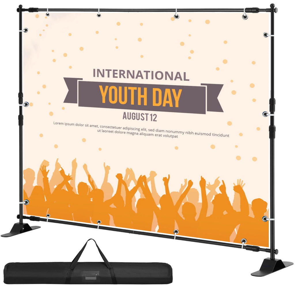 3x2.4M Backdrop Background Stand Adjustable Telescopic Backdrop Banner Stand for Photocall Video Wedding Event Party