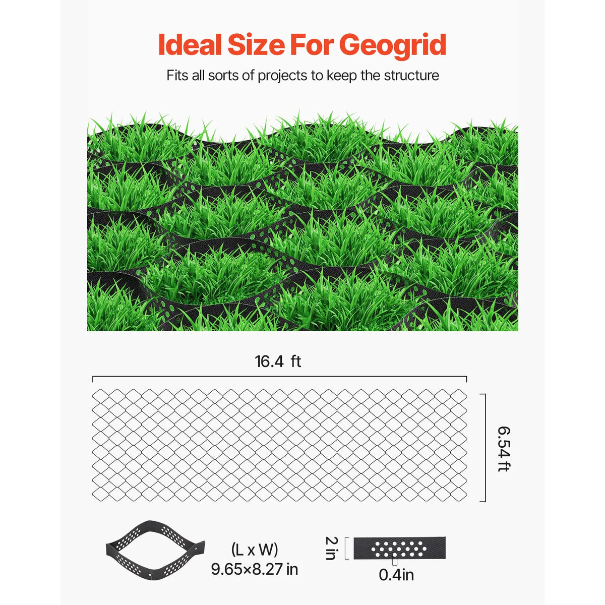 SucceBuy Gravel Grid 2Inch Depth 16.4x6.5FT/5000x1980mm 1880 LBS Per Sq ft Permeable Geo Grids Driveway Stabilization for Patio