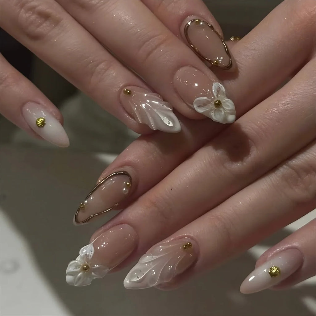 Almond Pearl Press-On Nail Kit, 24 Pieces