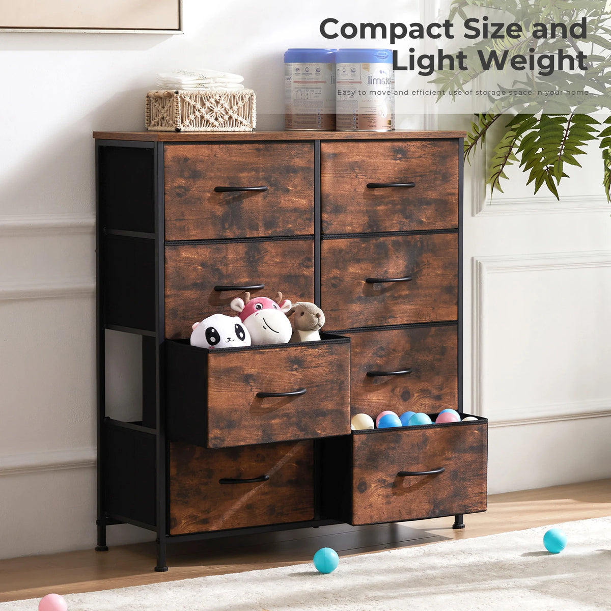 Fabric 8-Drawer Dresser Storage Cabinet