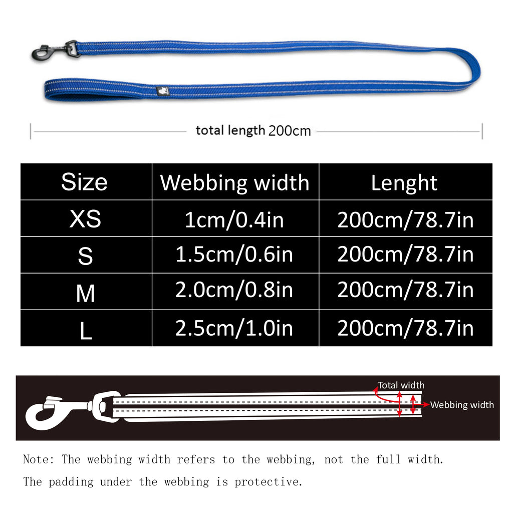 Truelove Soft Padded Pet Leash, Reflective Nylon Mesh 200cm Lead for Dogs and Cats, Available in 11 Colours
