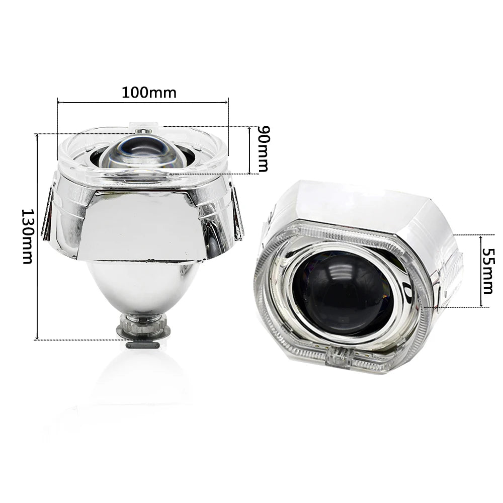 2.5 Inch 8.0 Bi Xenon Projector Lens With DRL LED Angel Eyes Shrouds Car Assembly Kit For Car Headlight H1 H4 H7 Model