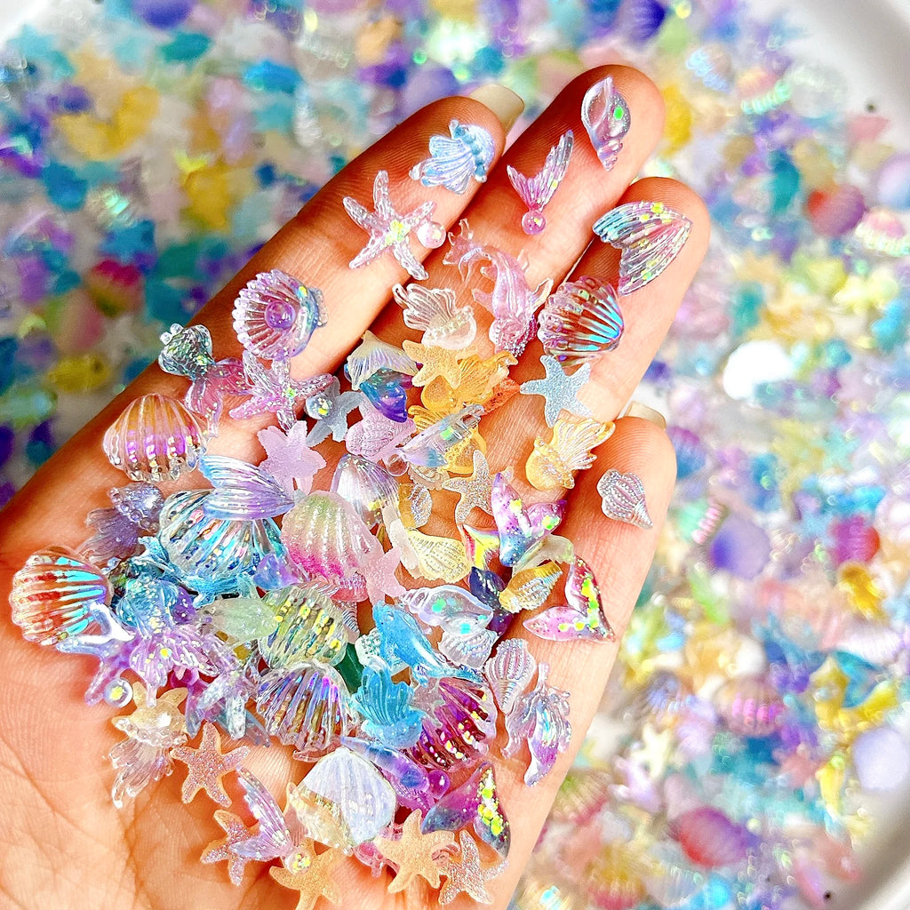 3D Ocean Shell Nail Charms, 50 Pieces