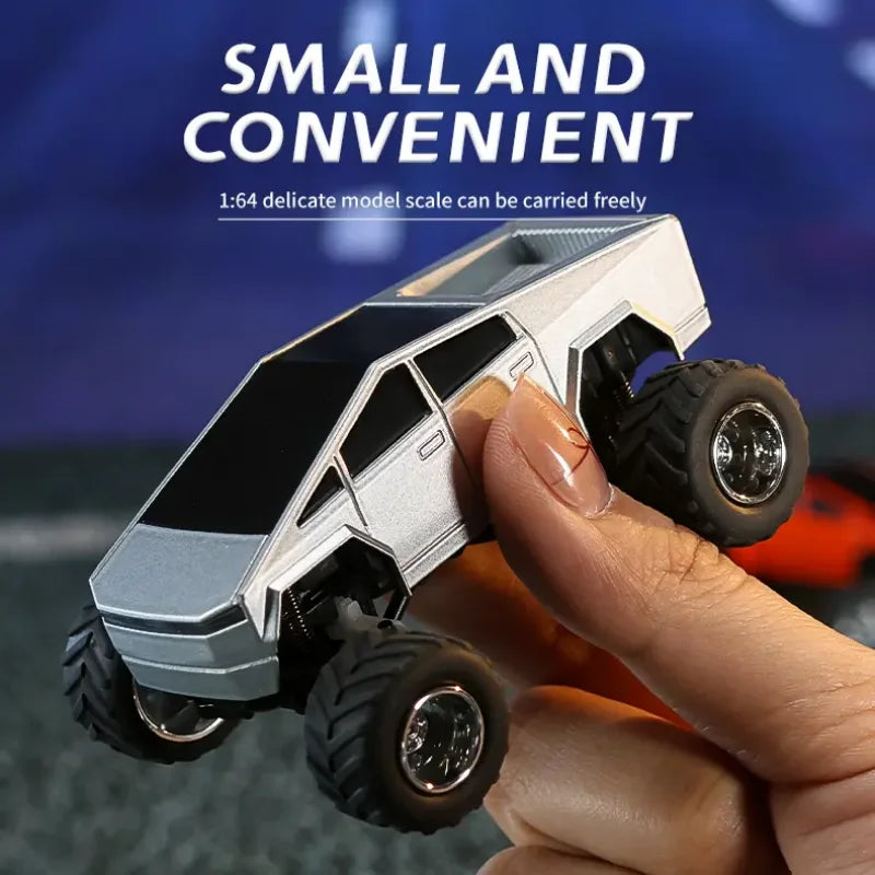 Hotfree 1/64 Mini RC Monster Cybertruck, All-Terrain Metal Off-Road Pickup with Trailer, 2.4GHz Remote & App Control, USB-C Rechargeable, Big Wheel Racing Toy, Perfect Birthday Christmas Gift for Kids, Boys & Collectors
