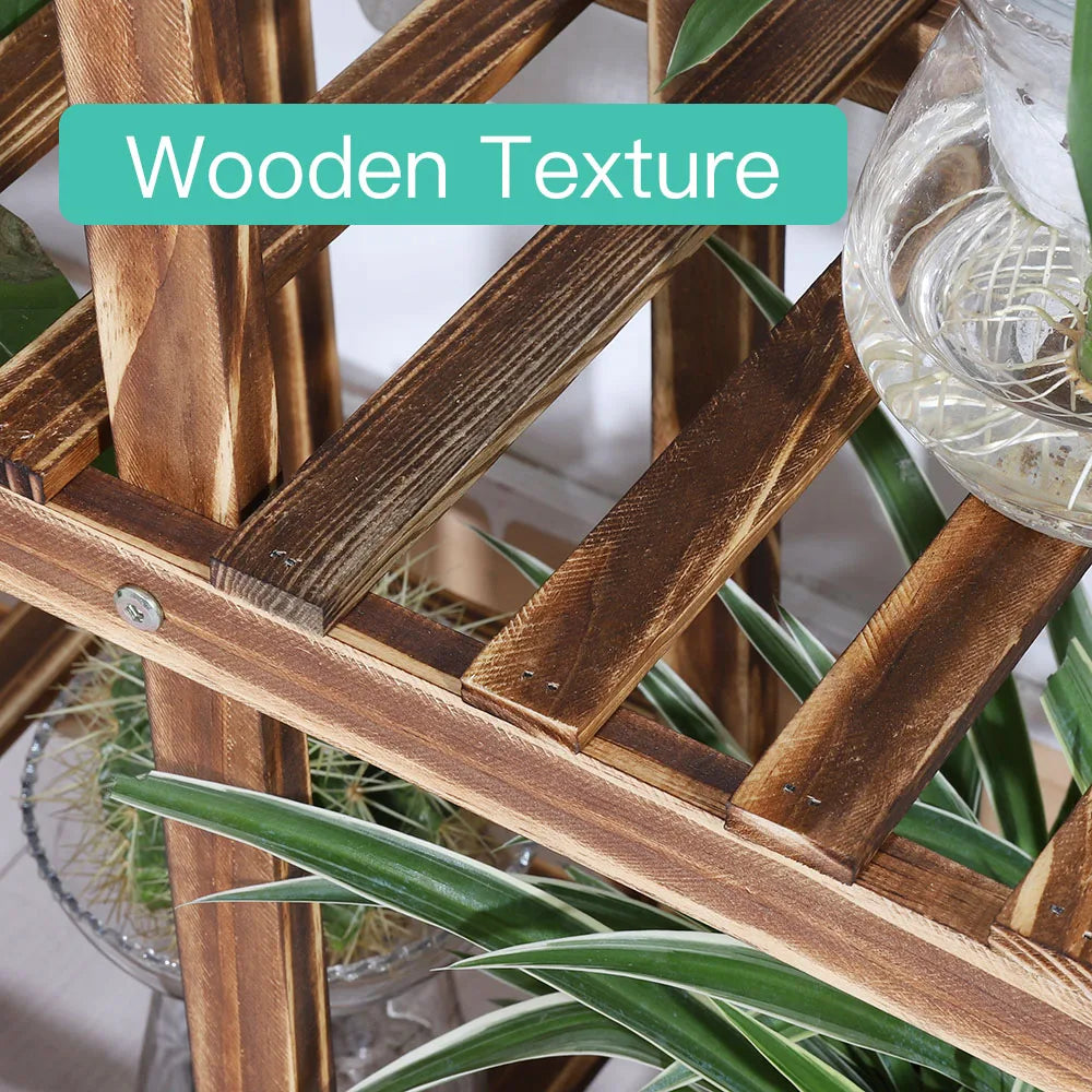 Rolling Multi-Layer Wood Plant Stand with Wheels