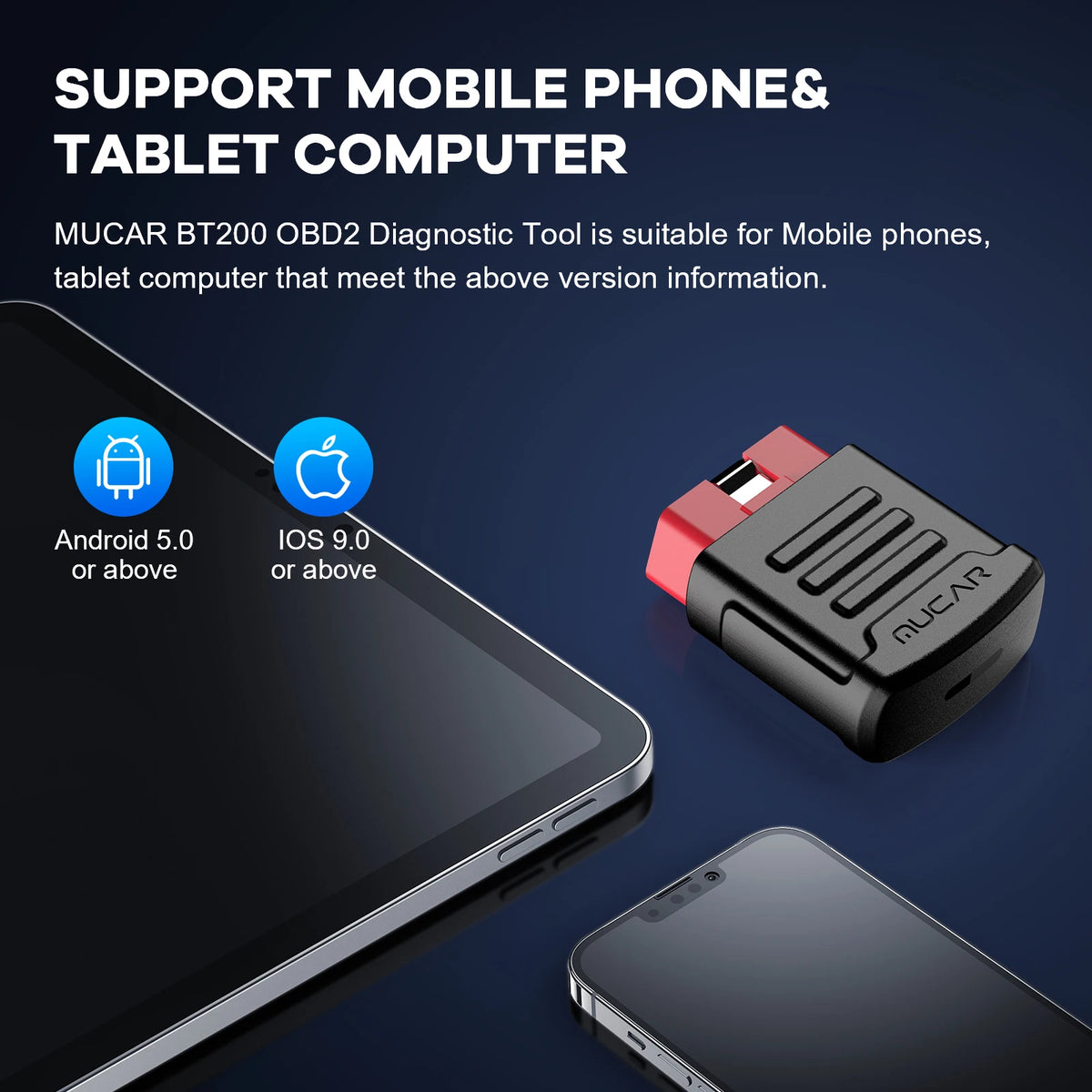 MUCAR BT200/BT200 Pro OBD2 Bluetooth Diagnostic Tool Full System Diagnose Oil SAS 15 Reset OBD 2 Scanner for All Car Code Reader