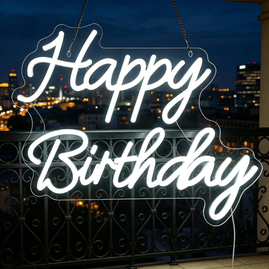 Happy Birthday LED Neon Sign, USB Powered